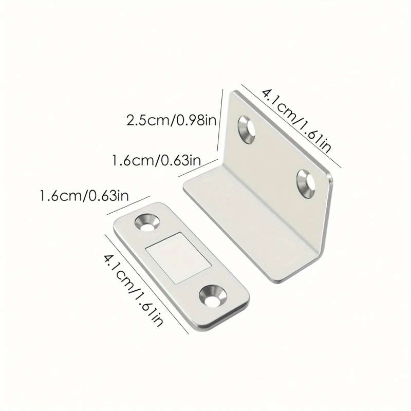 1Pc Magnetic Invisible L Shaped Silvery Non Perforated Magnetic Suction Push Pull Door Drawer Wardro