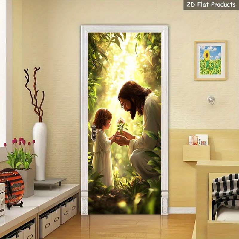 1pc 95.0x209.8cm Jesus Christian Themed Stickers