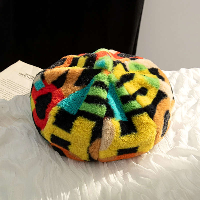 1pc Winter Korean Style Beret Hat for Women Fitted Polyester Artist Painter Cap with Toggle Cl