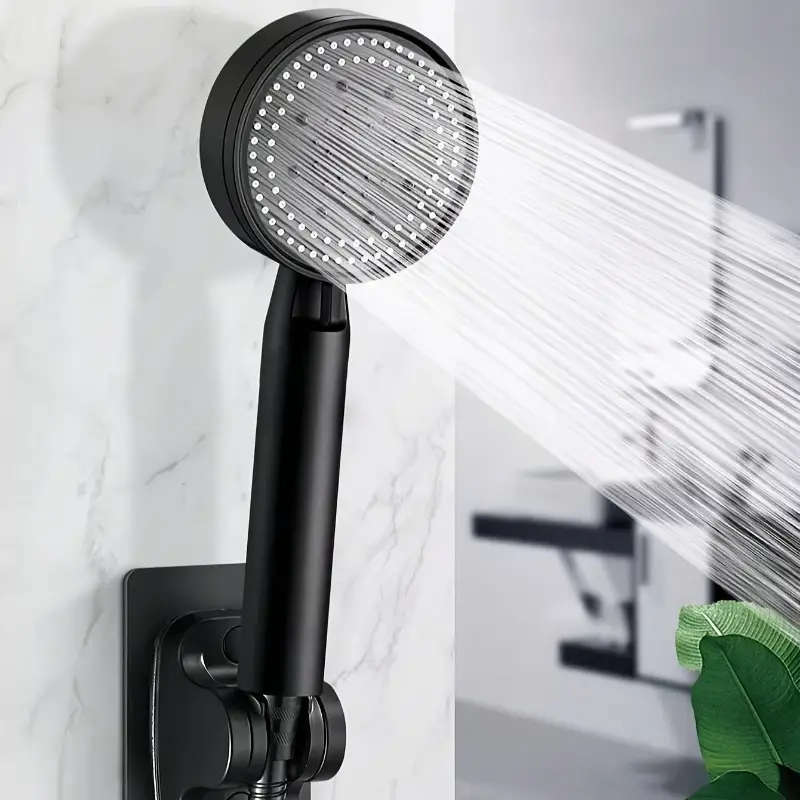 1set High-Pressure Handheld Shower Head with Bracket and Hose 5 Adjustable Water Flow Modes Wall Mou