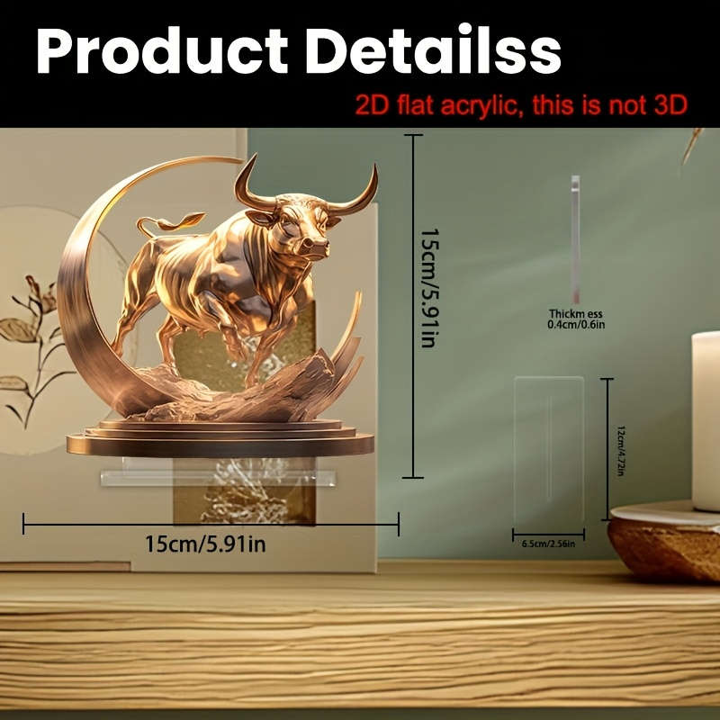 1pc 2D Flat   classic Taurus acrylic figure flat floor installation decoration ideal for d