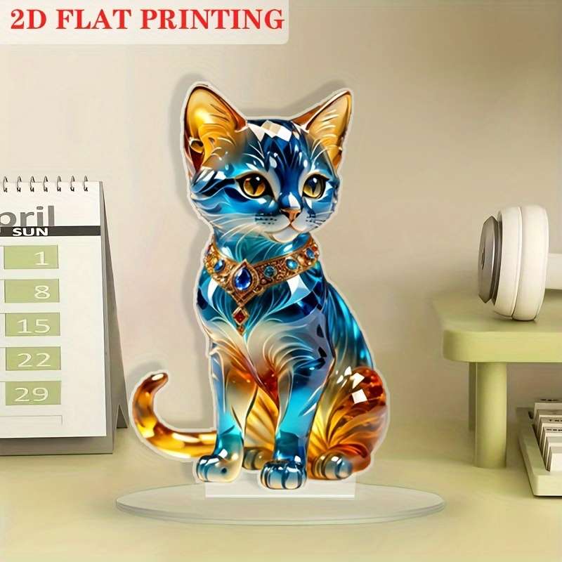 1pc 2D Flat    Acrylic Cat specially designed for desktop animal theme decoration suita
