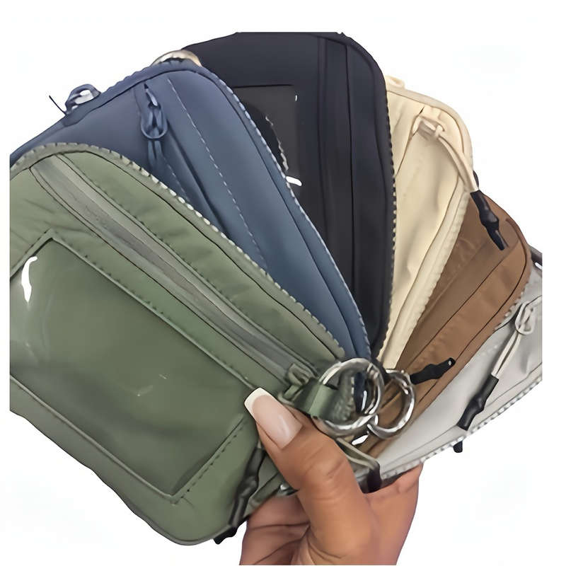 1pc Minimalist Everyday Women'S Wallet Made of Durable Nylon Multi-Functional Card Holder Keychai