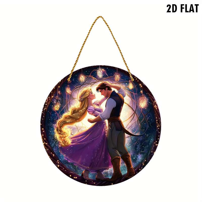 1pc 2D Flat   Disney Rapunzel Flynn Rider  Acrylic Wall Art Magical Night Sky Design with