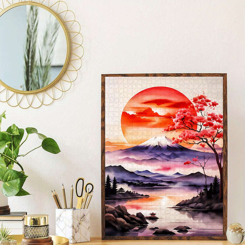 1000pcs Mount Fuji Cherry Blossom Tree Jigsaw Puzzle Large Paper Puzzle for Adult