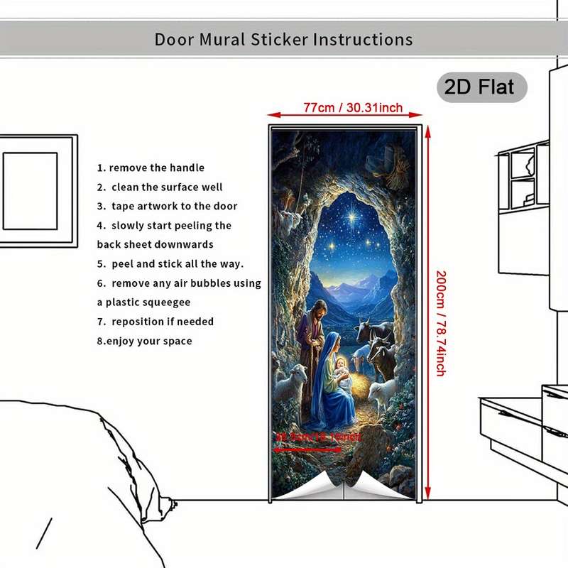 1pc 30.3x78.7 inches   77x200 cm   Jesus Christian Themed Stickers