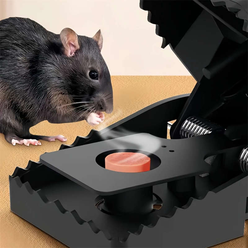 1pc Efficient Automatic Mouse Trap Durable PVC Black Rat Catcher Snap-Action Rodent Cage for Home