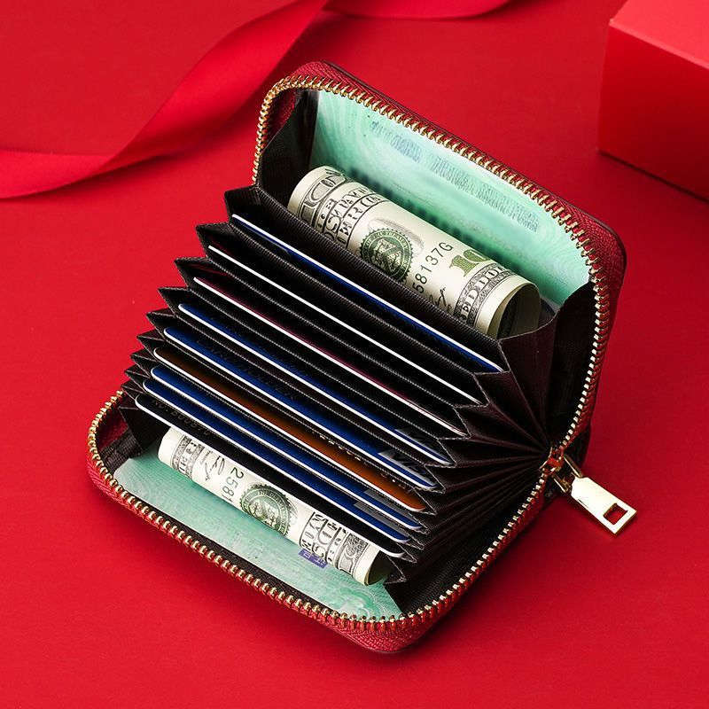 1pc Vintage-Inspired Slim RFID Blocking Wallet for Women 9 Card Slots Large Capacity Elegant Two
