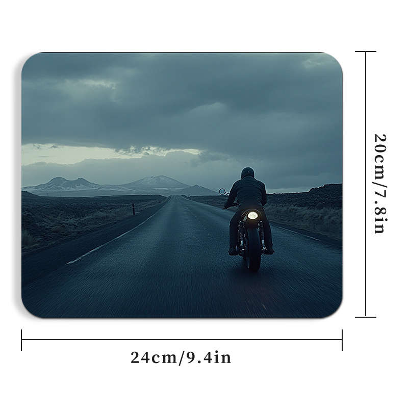 1pc Motorcycle Print Non-Slip Rubber Mouse Pad Vintage Road Trip Design Portable D