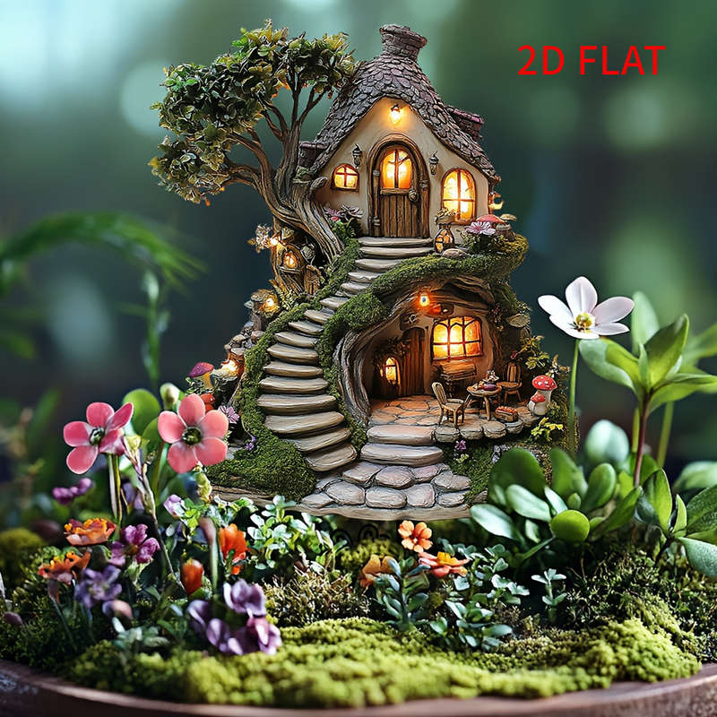 1pc 2D Flat A Stunning Acrylic Fairy Tree House Garden Stake in a  Design a Versatile