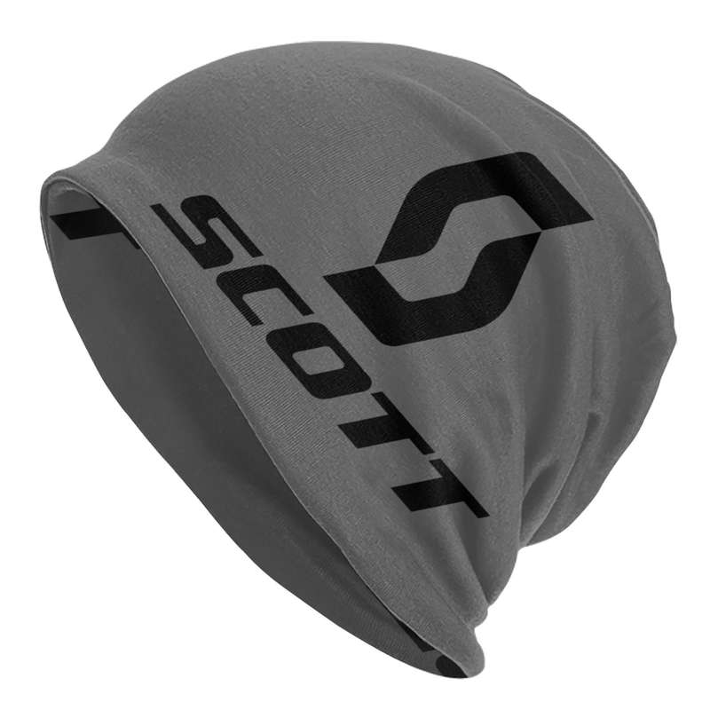 1pc Durable Build Scott Men's Stretch Knit Beanie Cap Fashionable Gray Cycling Hat with SCOTT P