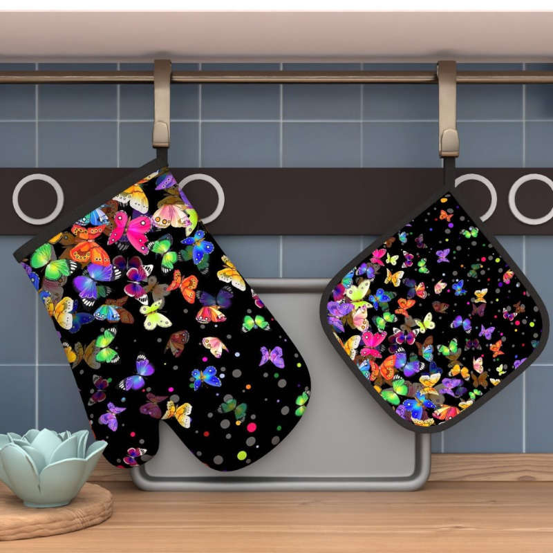 2pcs 26.92x17.02 cm Heat Resistant Oven Mitts And Potholders