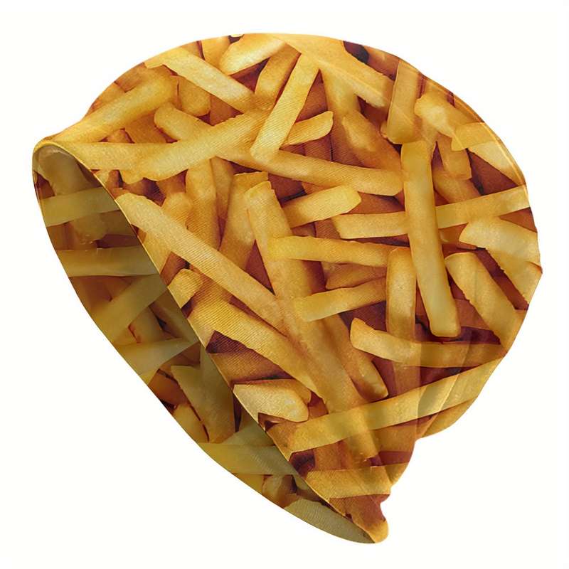 1pc BIIHUDU Men's French Fries Beanie Cap Funky Style Stretchy Polyester Knit Hat with Realistic