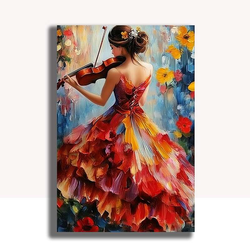 1pc  The girl playing the violin Canvas painting--unframed 40.64x60.96cm Morden for home dec