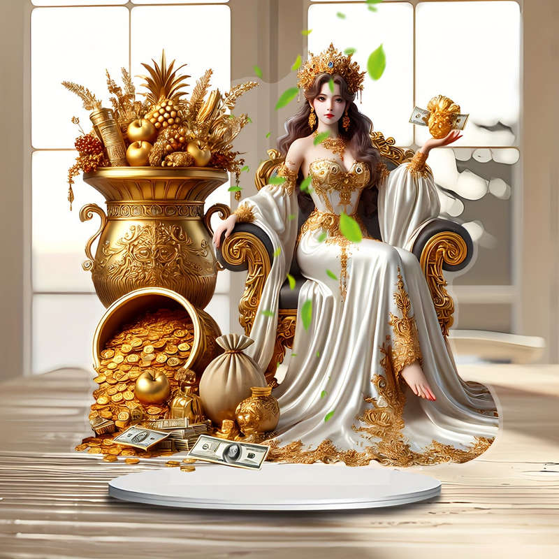 1pc 2D Flat   Bohemian Style Acrylic Wealth Goddess Decoration Sign Vibrant and Realistic Design wit
