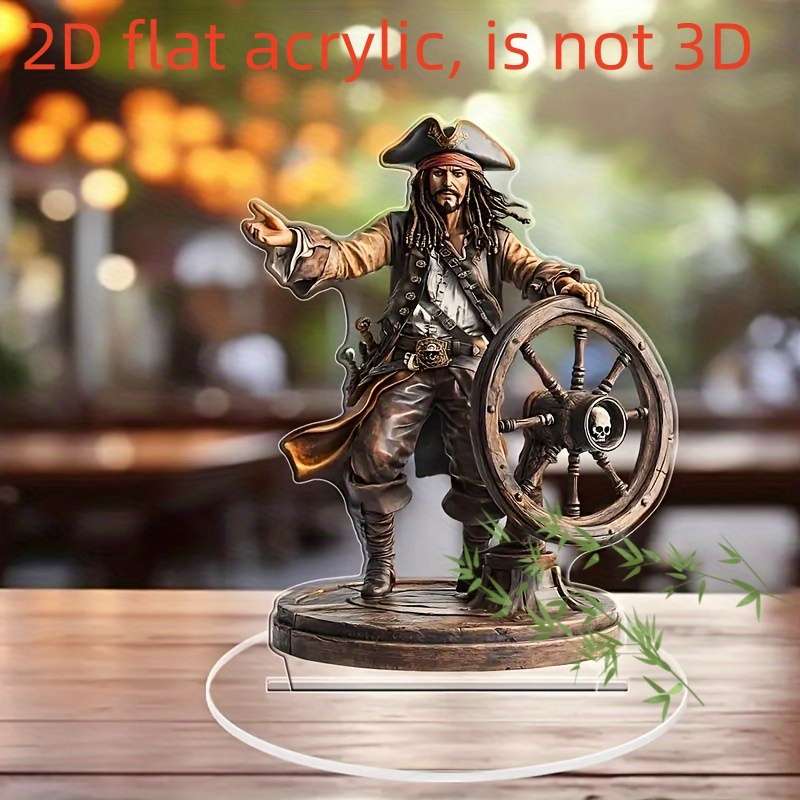 1pc 2D Flat   Bohemian Nautical  Acrylic Ship Wheel Desktop Decoration 12.7x17.78 cm Pi