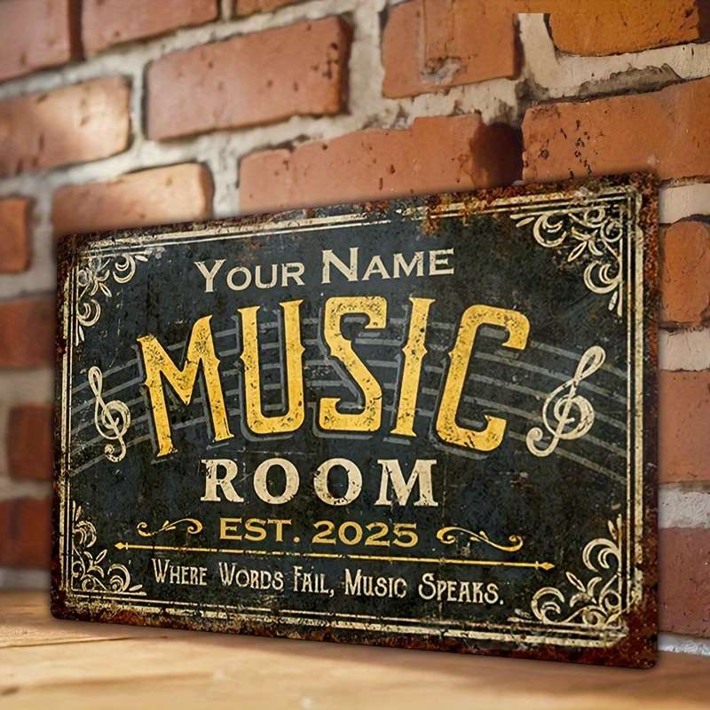 1pc Customizable Vintage Metal Music Room Sign Wall Decor for Studio or Classroom Artistic Iron