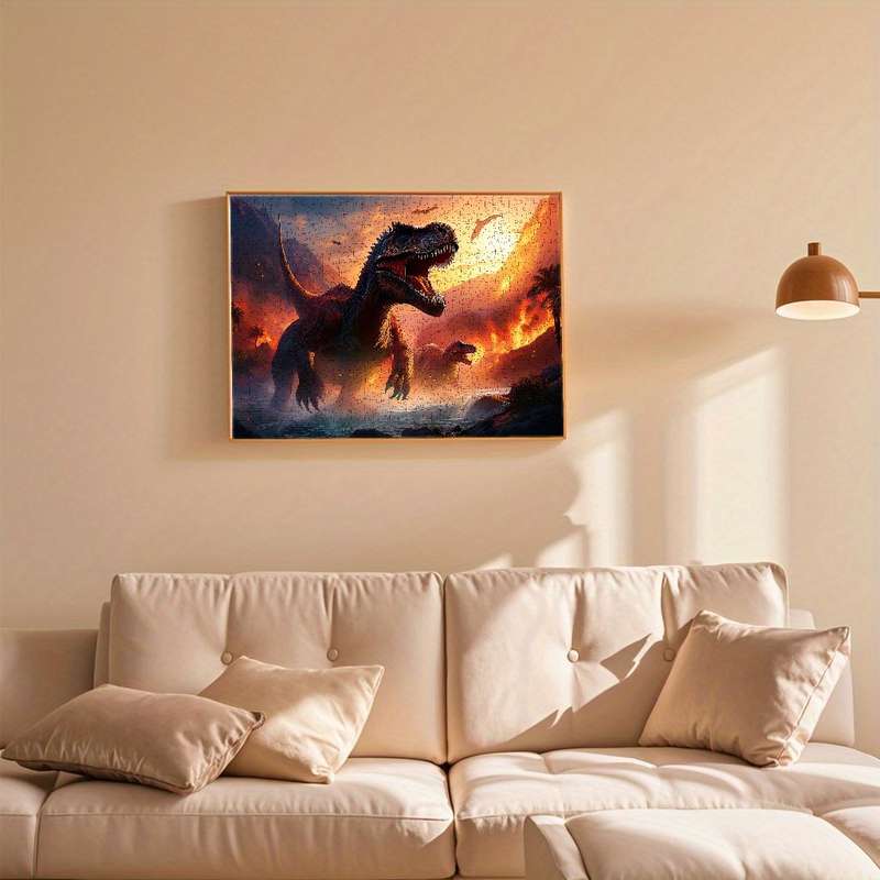 1000pcs Dinosaur Adventure Jigsaw Puzzle for Adults Intense Battle Volcanic Journ