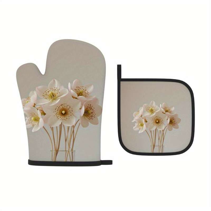 2pcs 26.92x17.02 cm Heat Resistant Oven Mitts And Potholders