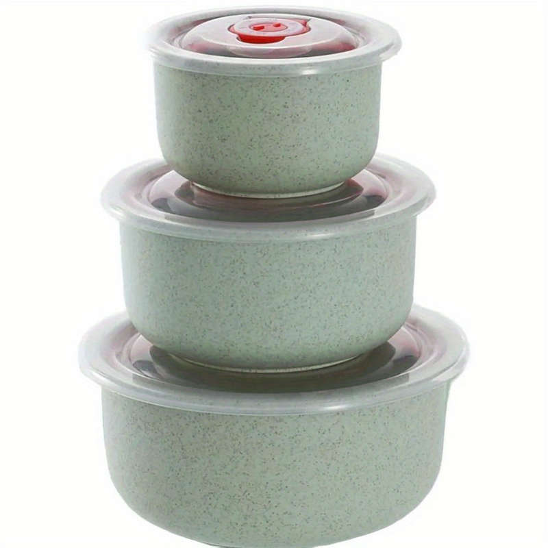 3pcs Set Large Capacity Plastic Food Storage Containers with Lids Transparent Round Fresh-Ke