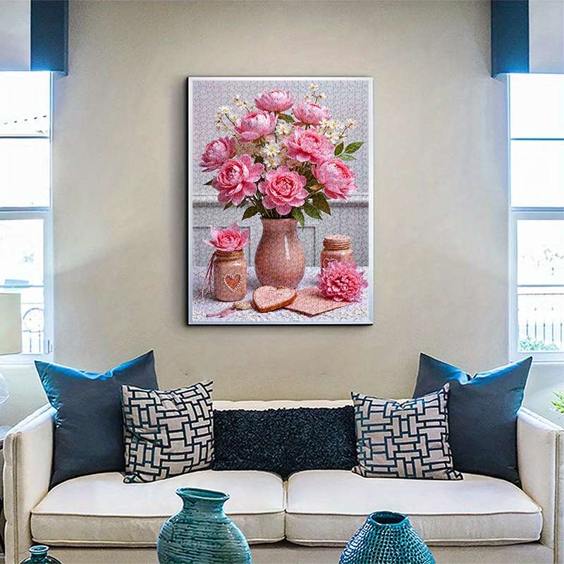 1000pcs Pink Vase Paper Puzzle Large Adult Jigsaw Toy with Waterproof Scratch-Res