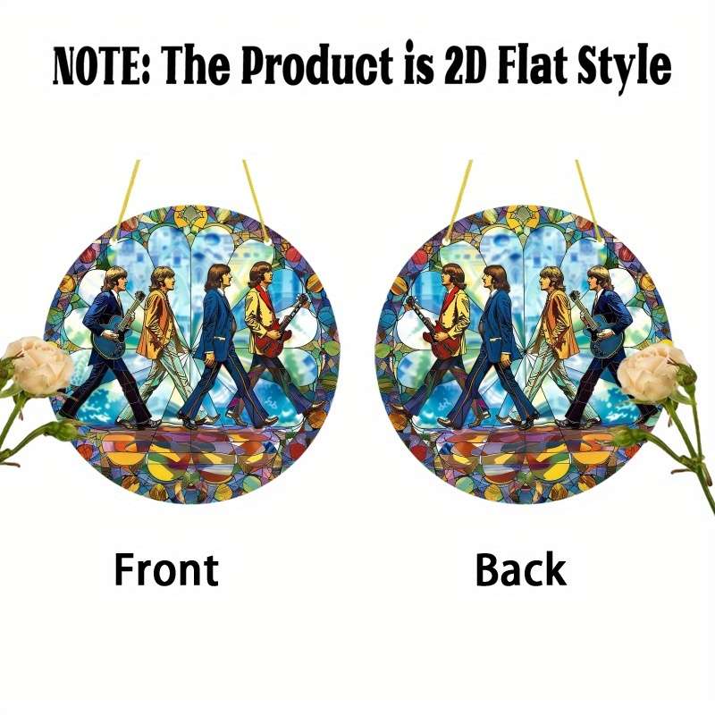 1pc 2D Flat Printing  Abbey Road Beatles Sun Catcher Vibrant 19.99x19.99 cm Window Hanging De
