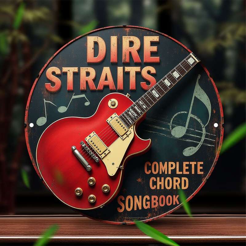 1pc 2D Flat  Vintage Aluminum Tin Plaque Wall Art Dire Straits Complete Chord Set Guitar