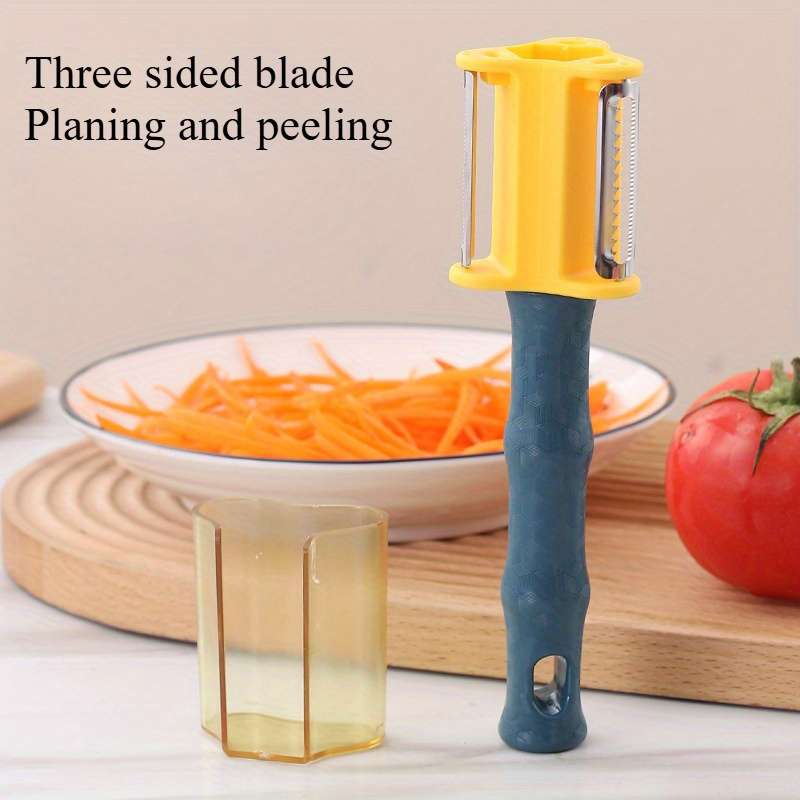 1pc 3-in-1 Kitchen Knife Set with Stainless Steel Blades and Colorful Handles Includes Peeler Sl
