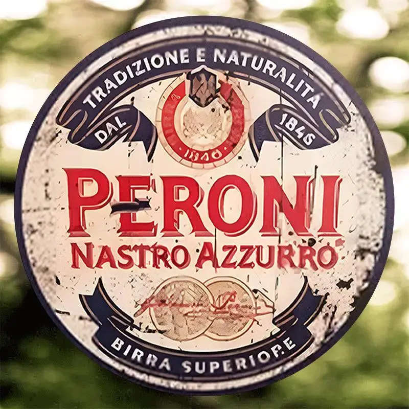 1pc 2D Peroni Nastro Azzurro Vintage Metal Sign 20.32cm Round Aluminum Wall Art Classic Beer Decor f