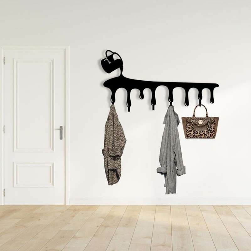 Casual Style Metal Wall Coat Rack Easy Install Flowing Drip Key Holder Modern Entryway Rack Organi