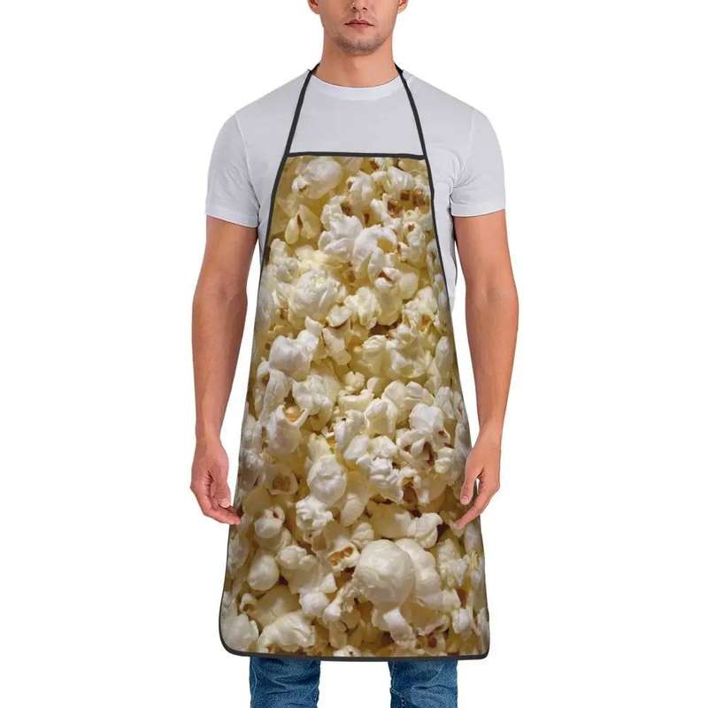 1pc Unisex Popcorn-Themed Apron "I'm a Popcorn Snack" Design Adjustable Strap Polyester Id