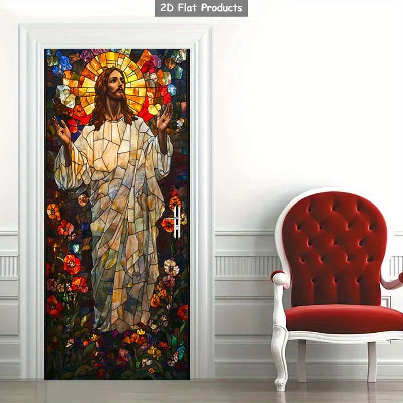 1pc 95.0x209.8cm Jesus Christian Themed Stickers