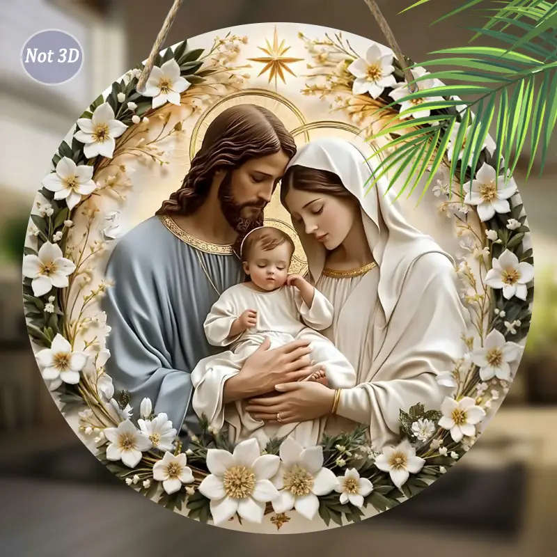 1pc Holy Family Nativity Scene Wooden Wall Art Versatile 2D Jesus Mary Joseph Decor for Home Office