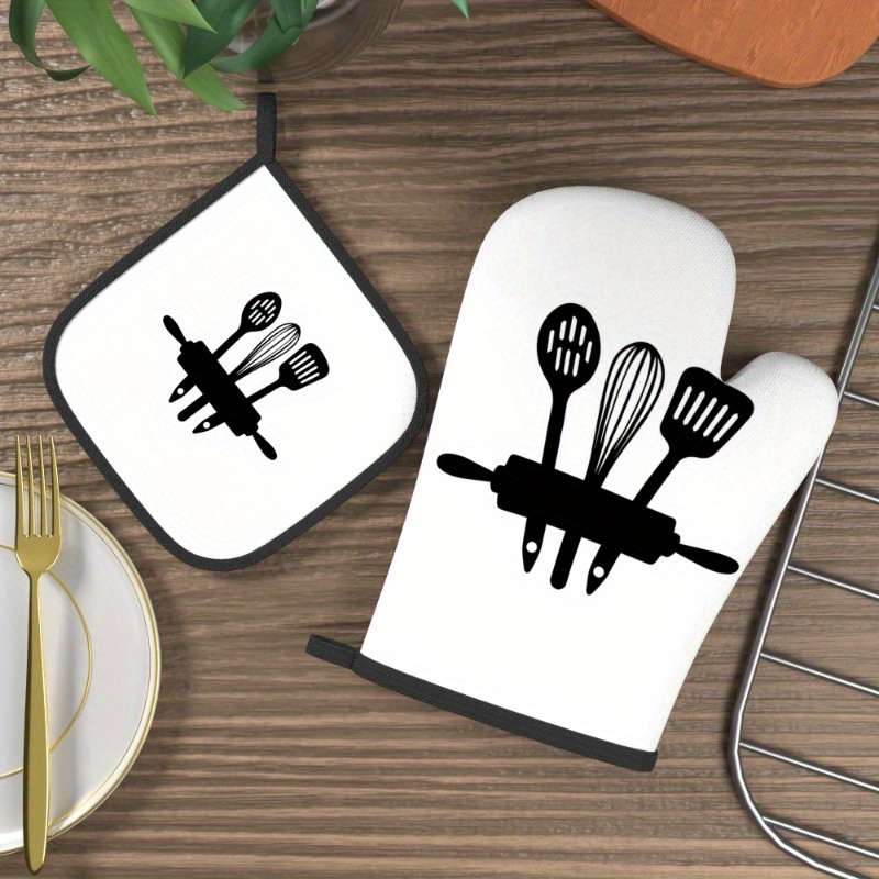 2pcs 26.92x17.02 cm Heat Resistant Oven Mitts And Potholders