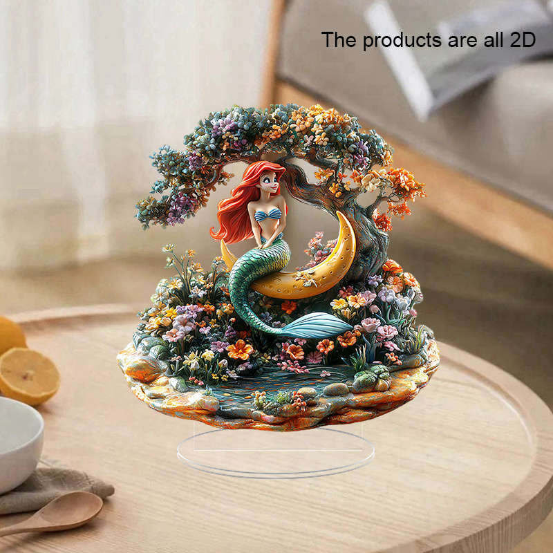 1pc 2D Flat  Disney for Ariel the Little Mermaid Acrylic Standee  Princess Desktop Decor with V