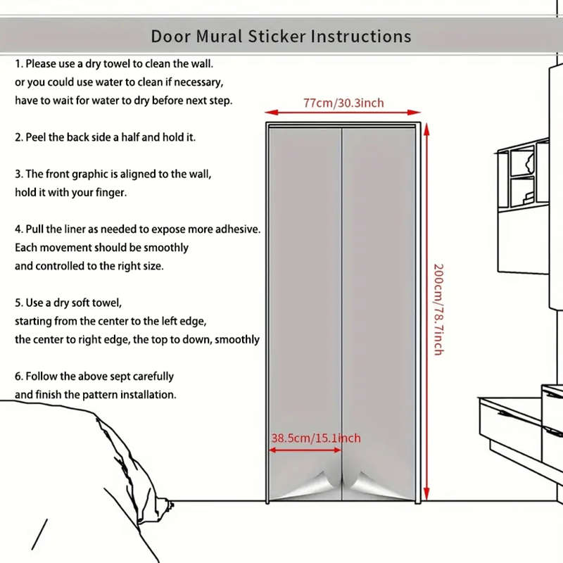 1Pc 77x200cm Door Window Sticker