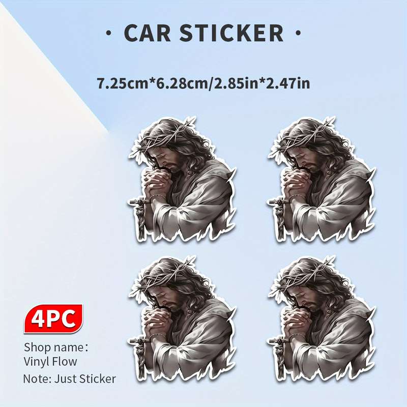 4pcs Jesus Christian Themed Stickers