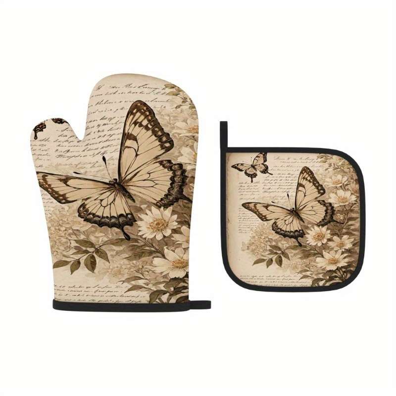 2pcs 26.92x17.02 cm Heat-Resistant Oven Mitts And Potholders