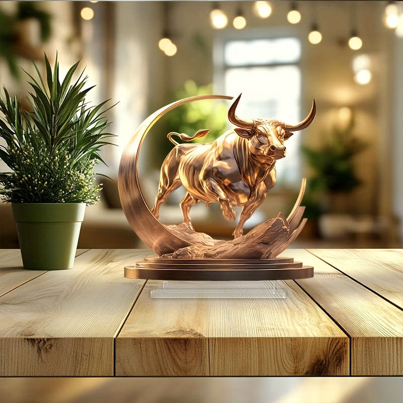 1pc 2D Flat   classic Taurus acrylic figure flat floor installation decoration ideal for d