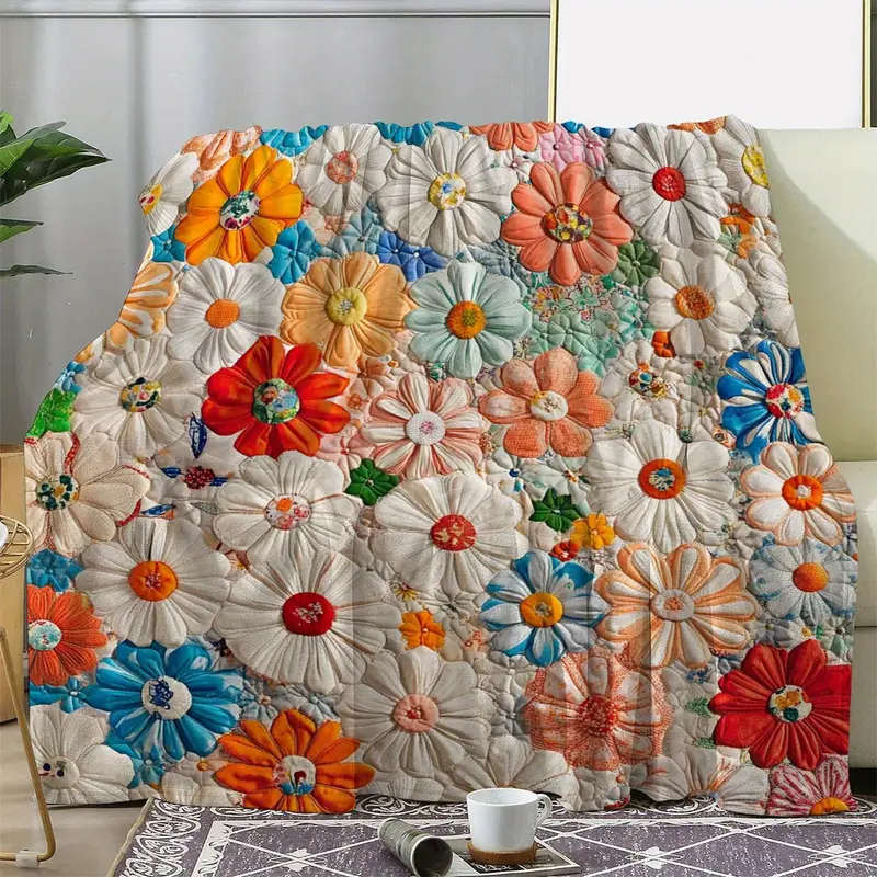 1 Soft Vintage Floral Print Flannel Blanket 150*200CM