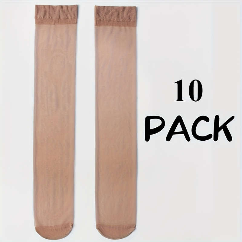 10 Pairs Coffee Color One Size High Elastic Socks