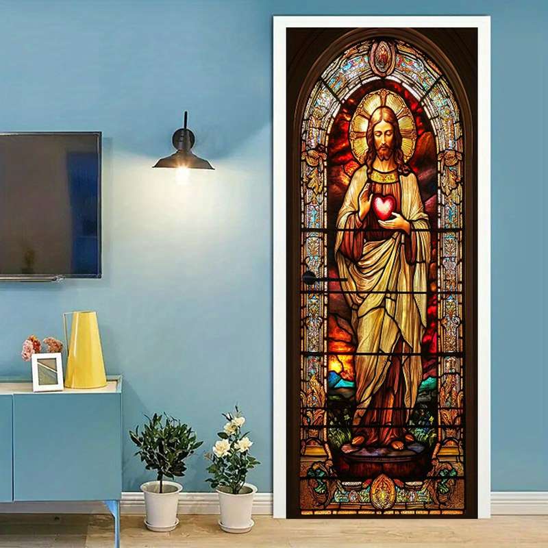 1pc 95.0x214.88cm Jesus Christian Themed Stickers