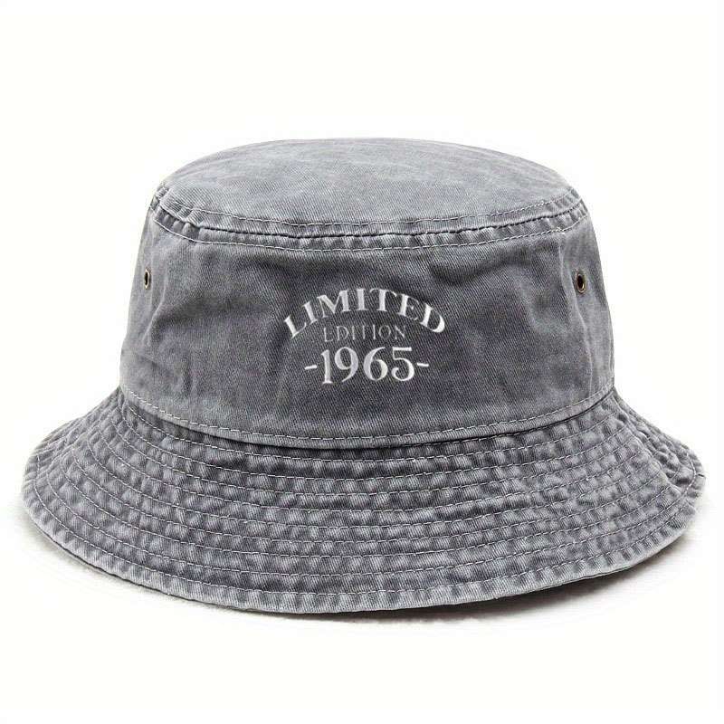1pc Wide-Brimmed Washed Denim Embroidered Fisherman Hat Breathable And Adjustable Unisex Sun Hat
