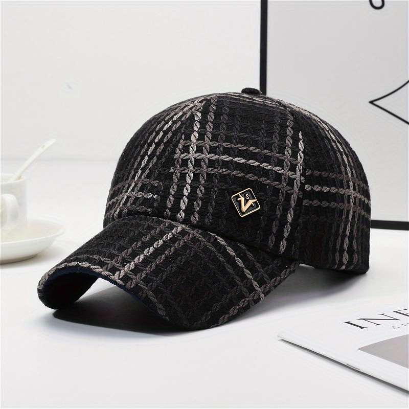 1pc Outdoor Adventures) Women's Vintage Plaid Baseball Cap Stylish Cotton Blend Sun Protection