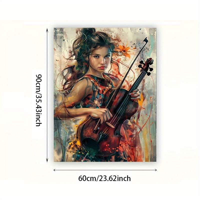 1pc Modern Abstract Canvas Art Lady Playing Violin 59.94cm x 89.92cm Vibrant Wall Decor for Liv