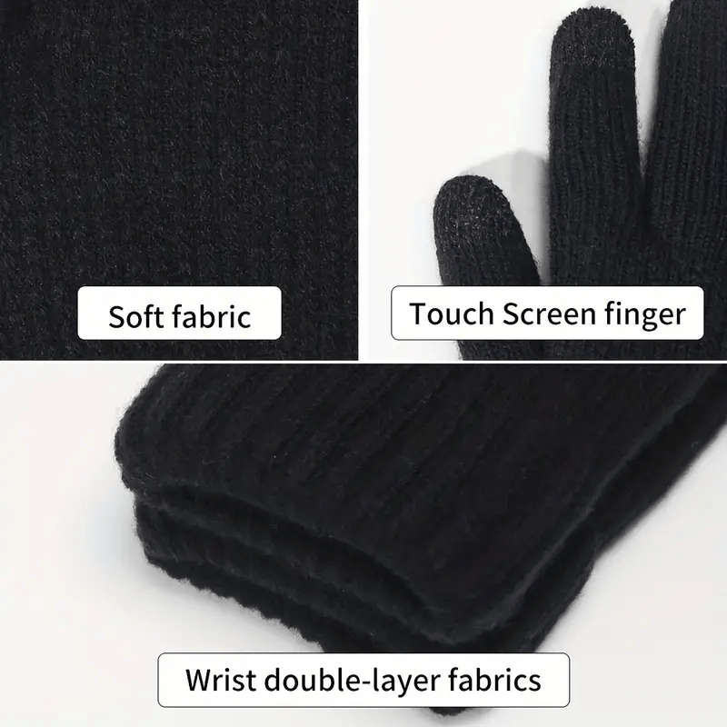1 Pair Light Gray Warm Gloves