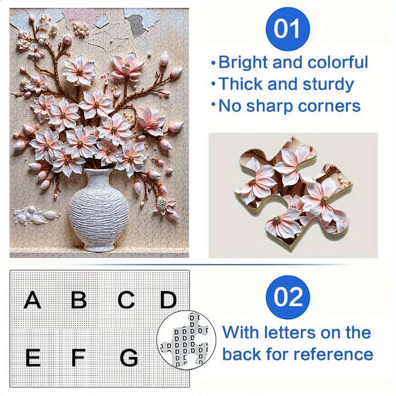 1000pcs Large Jigsaw Puzzle White Paper Material Rectangle Shape Senior Skill Lev