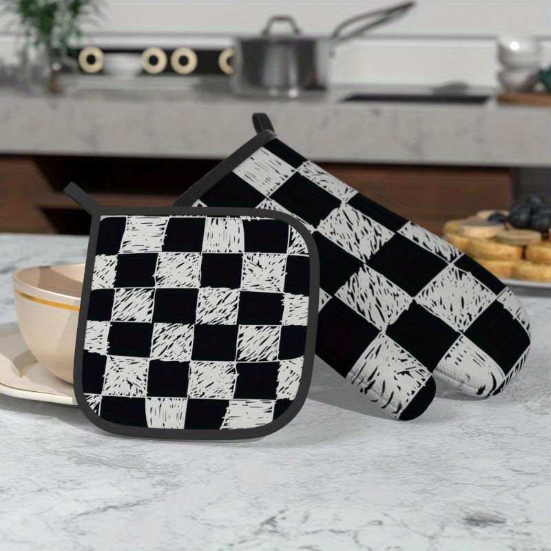 2pcs 26.92x17.02 cm Heat Resistant Oven Mitts And Potholders