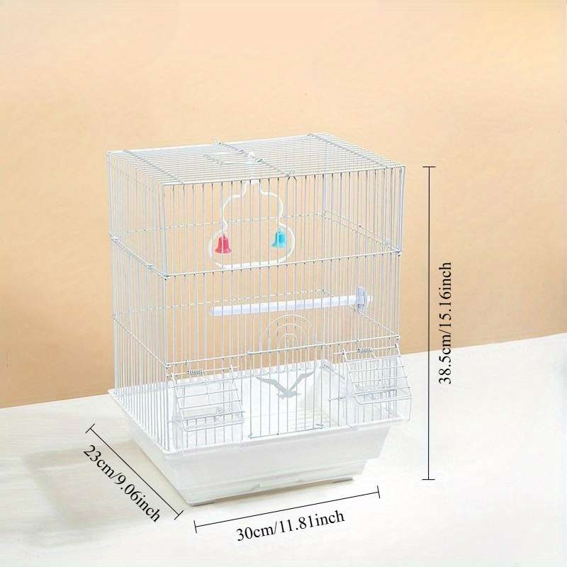 1pc White 1-tier 2-row bird cage with pulleys Pet Cage