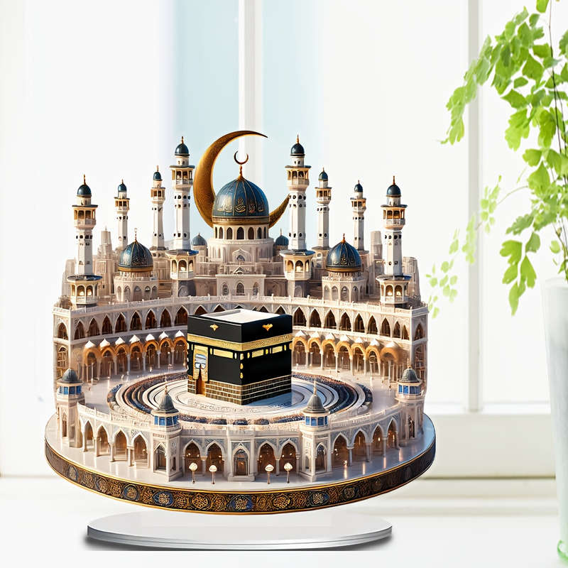 1pc 2D Flat  Bohemia Style Crystal Mosque Desktop Decoration Intricate  Acrylic Islamic Archite